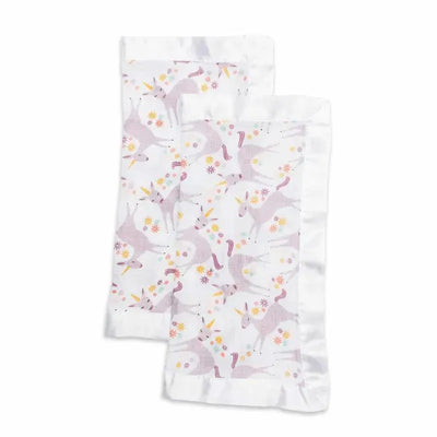 Mary Meyer - 2Pk Lulujo Cotton Security Blankets, Modern Unicorn Image 1