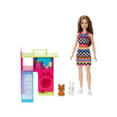 Mattel - Barbie Brunette Doll With Checkered Dress Image 1