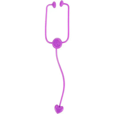Purple stethoscope designed for the Mattel Barbie Core Career Doll, Nurse, featuring heart-shaped details.