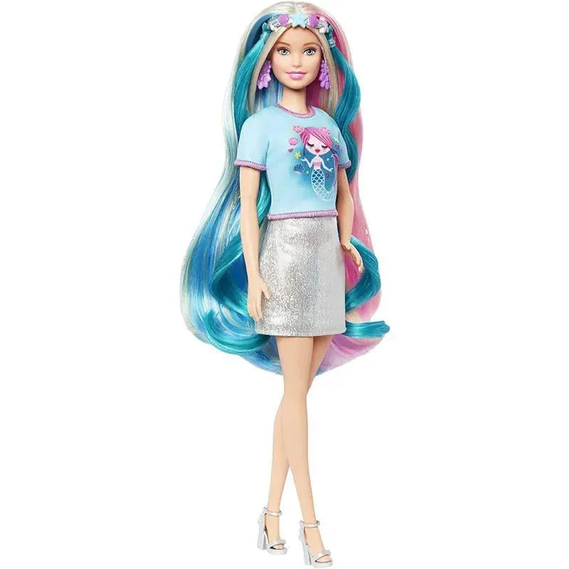 Mattel - Barbie Fantasy Long Colorful Blonde Hair with Mermaid Image 3