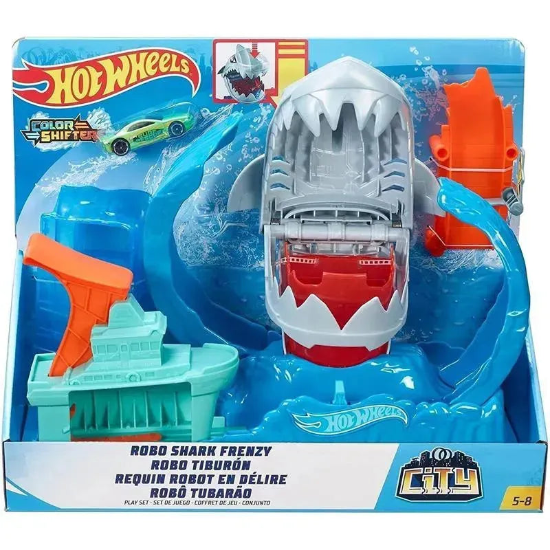 Mattel Hot Wheels City Color Changing Robo Shark Jump Frenzy Play Set Image 1