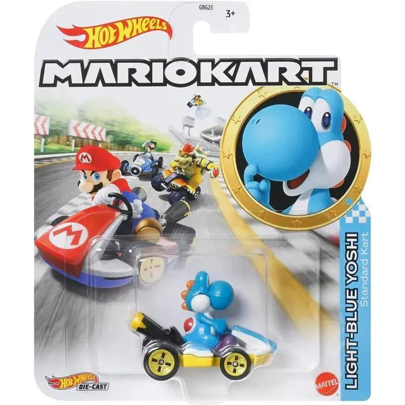 Mattel - Hw Mario Kart, Light-Blue Yoshi Standard Kart Image 3