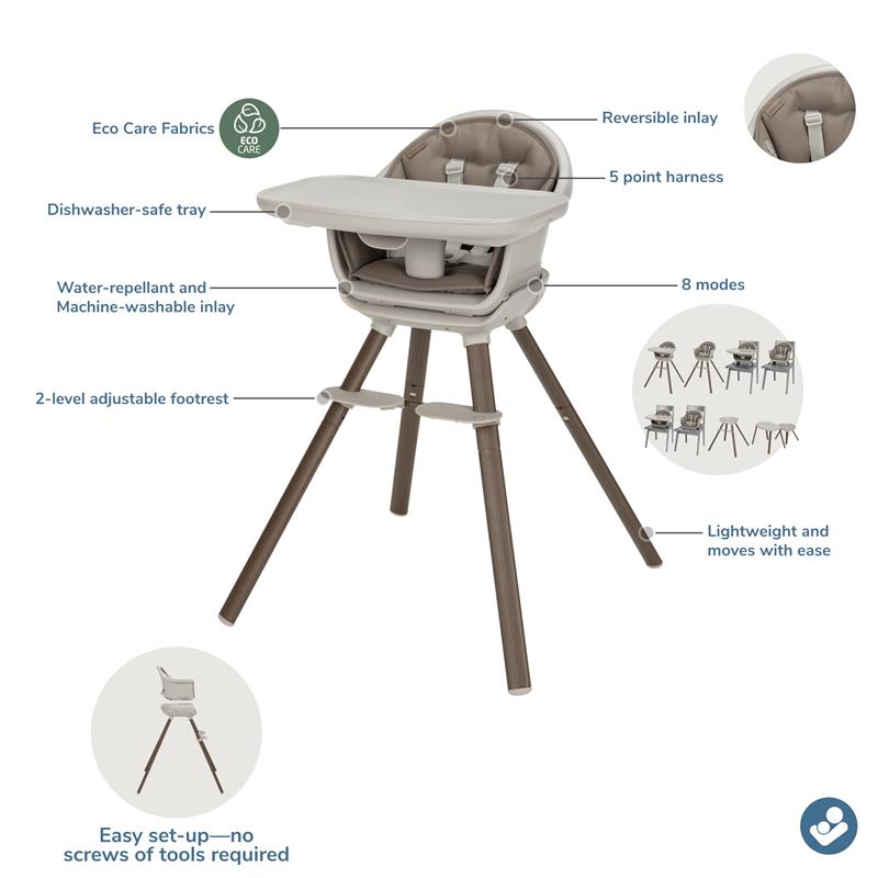 Maxi-Cosi - Moa 8-In-1 High Chair Classic, Truffle Image 6
