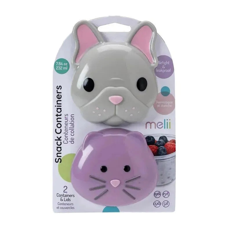 Melii - 2Pk Bulldog & Cat Snack Container Image 1