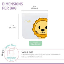Melii - 4Pk Reusable Sandwich & Snack Bags for Kids & Adults, 2 Dinosaur & 2 Lion Image 2