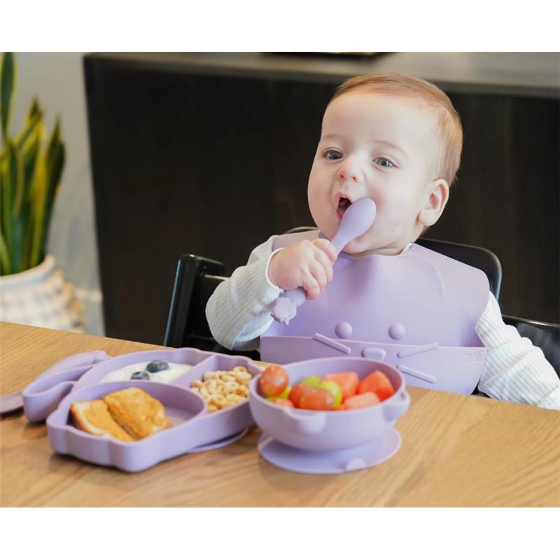 Melii - 5 Pk Silicone Set, Suction Plate, Bowl, Bottle & 2 Spoons, Cat Image 1