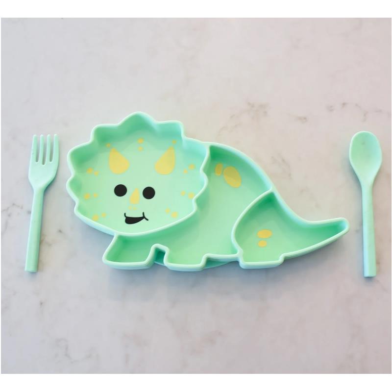 Melii - 5Pk Silicone Set, Suction Plate, Bowl, Bottle & 2 Spoons, Dinosaur Image 1