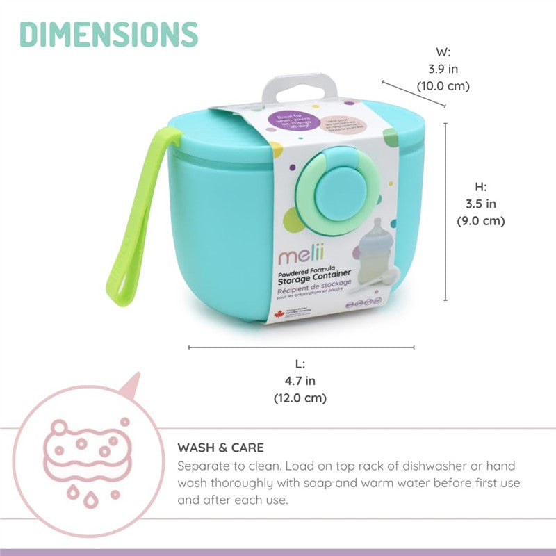 Melii - Baby Formula Storage Container with Integrated Scoop 400ml / 13.5oz Capacity, Blue Image 2