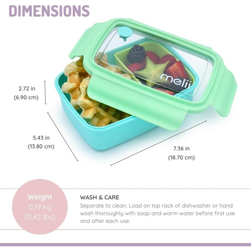 Melii - Bento Box with Removable Compartments, 800ml, Blue Mint Lime Image 2