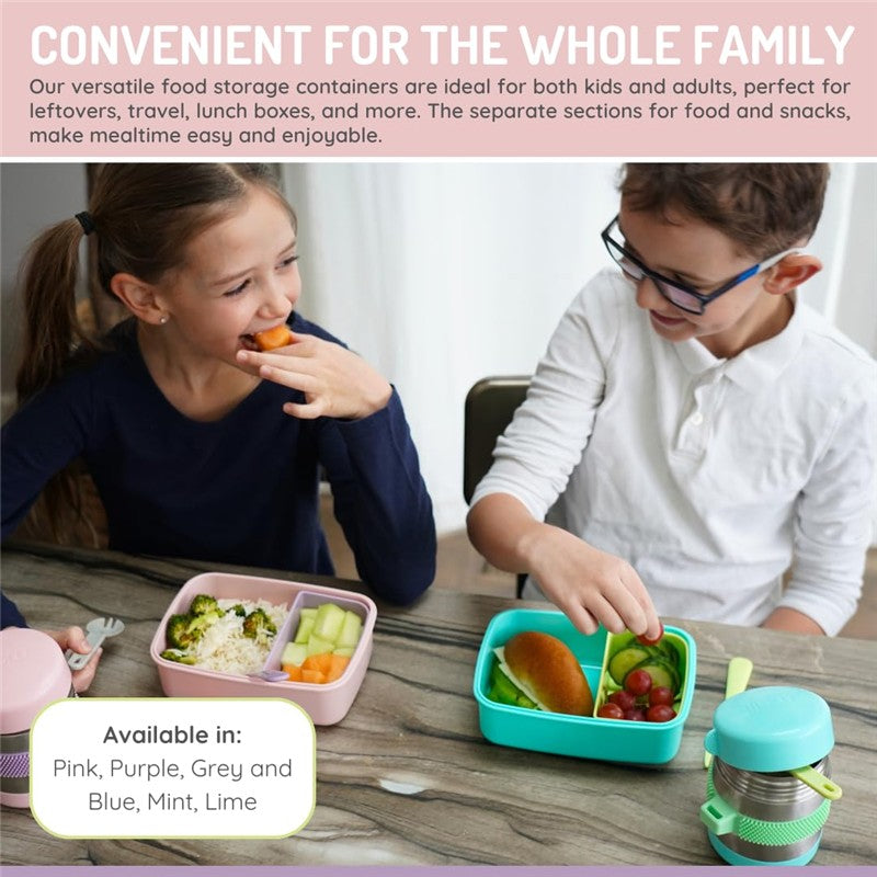 Melii - Bento Box with Removable Compartments, 800ml, Pink Purple Grey Image 6