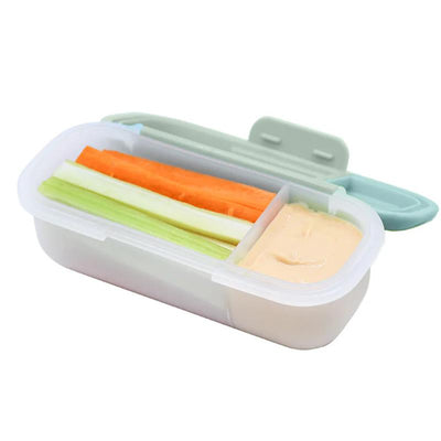 Dip container with sections for celery sticks, carrot sticks, and dip, featuring a sage and cactus fern design.