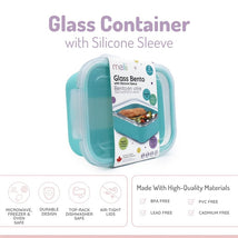 Melii - Glass Bento Box with Sleeve, Oven, Microwave, Freezer & Dishwasher safe, 25oz, Blue Image 2