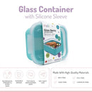 Melii - Glass Bento Box with Sleeve, Oven, Microwave, Freezer & Dishwasher safe, 25oz, Blue Image 2