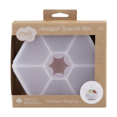 Luxe hexagon snackle box by Melii, 27 oz capacity, designed for organizing and serving snacks.