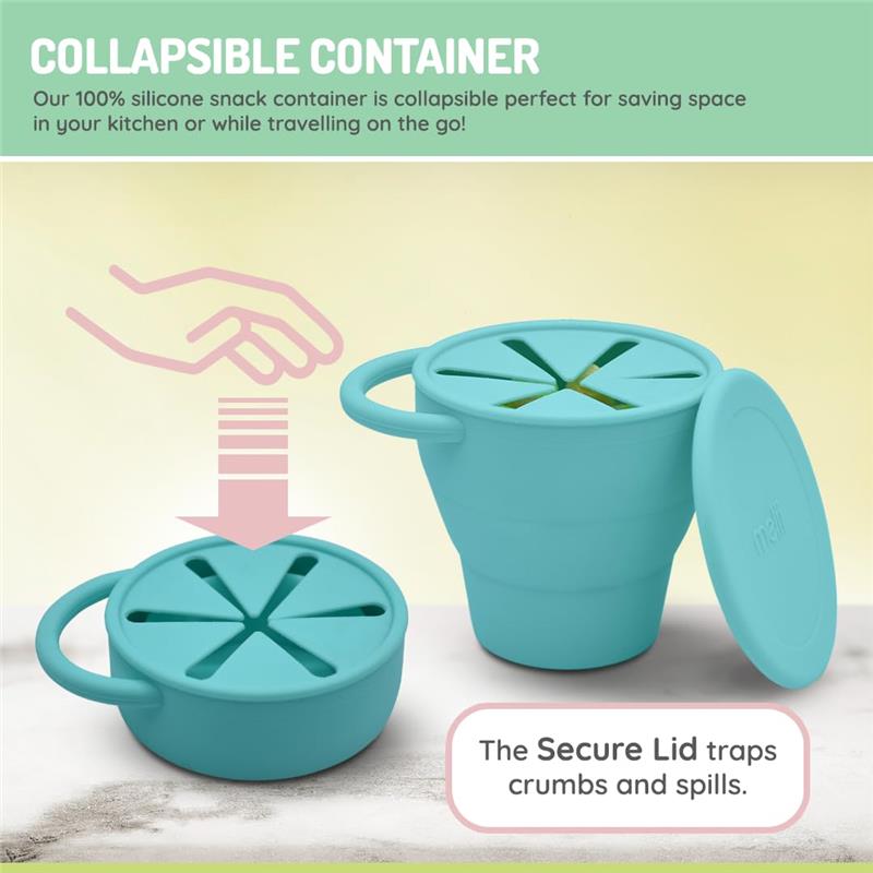Melii - Silicone Collapsible Snack Container With Finger Trap, Blue Image 4