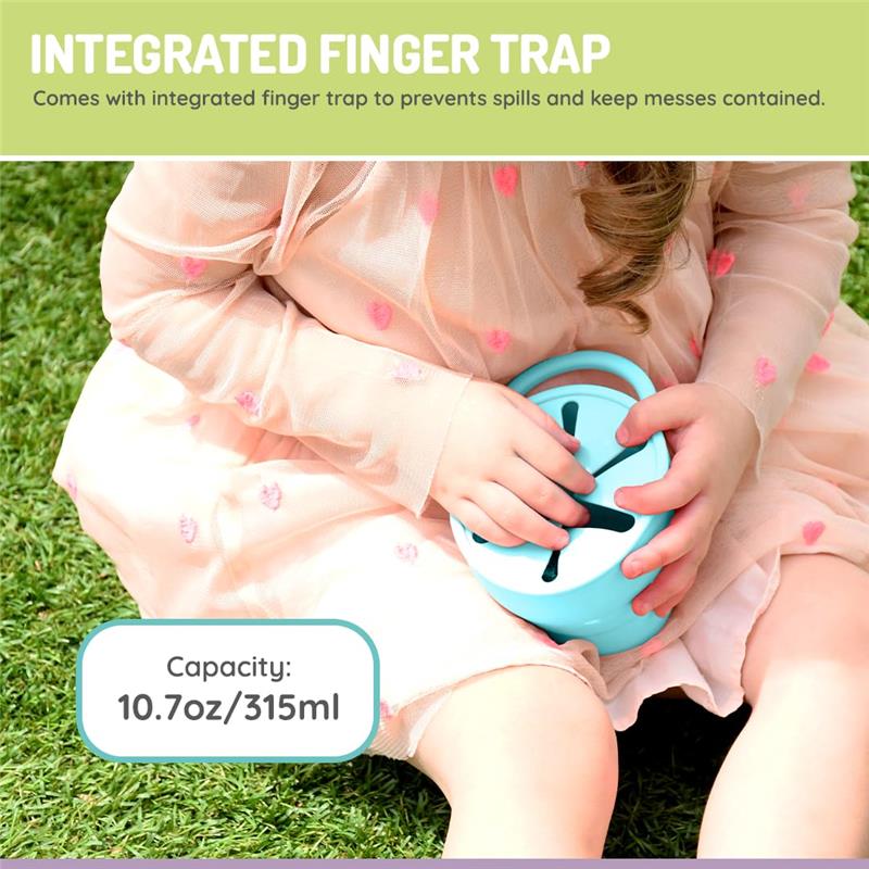 Melii - Silicone Collapsible Snack Container With Finger Trap, Blue Image 5