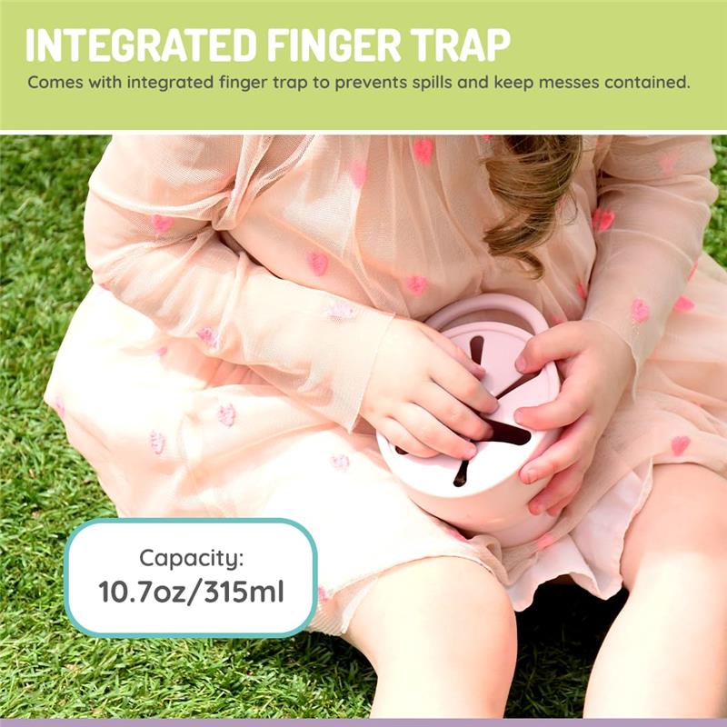 Melii - Silicone Collapsible Snack Container With Finger Trap, Pink Image 5