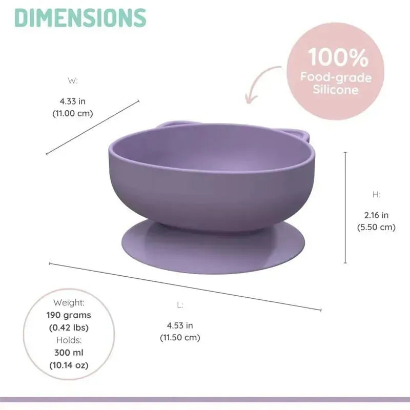 Melii - Silicone Suction Bowls for Babies and Toddlers, 10.1 oz - 2 Pack, Cat Purple Image 2