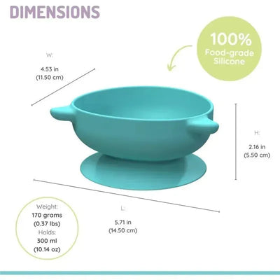 Melii - Silicone Suction Bowls for Babies and Toddlers, 10.1 oz - 2 Pack, Shark Blue Image 2