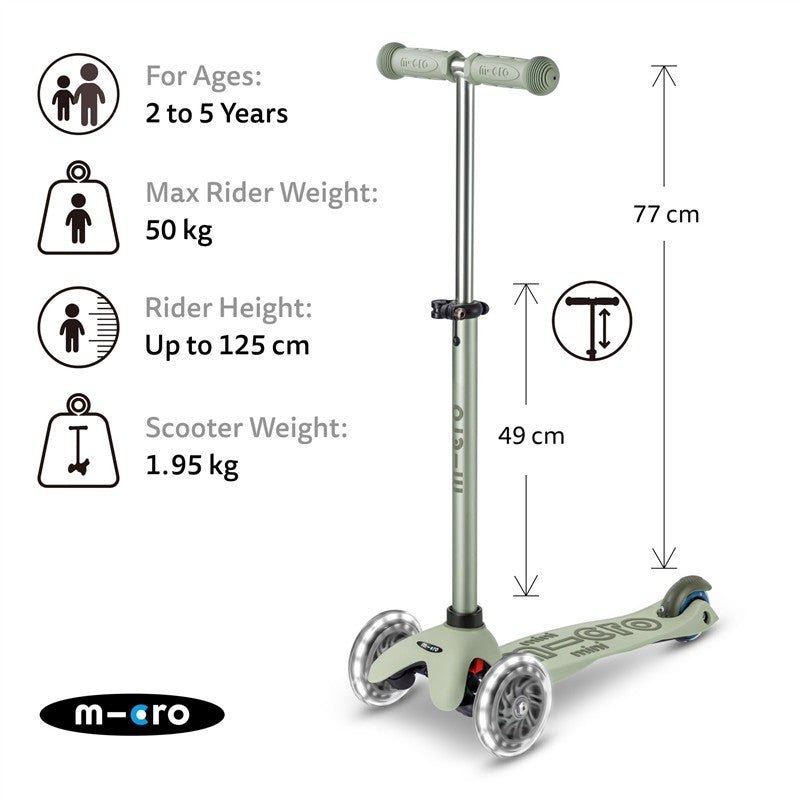 Micro Kickboard Mini Rock & Go LED - Olive Sage Image 3