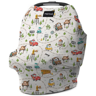 Multifunctional cover featuring a Cars design, showcasing characters and roads, ideal for baby car seats or strollers.