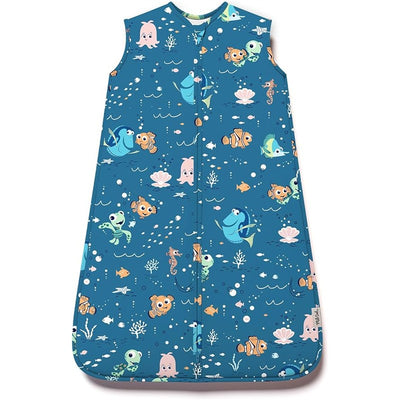 Disney and Pixar Finding Nemo-themed baby sleep bag, featuring colorful marine life patterns, designed for infants 0–6 months.