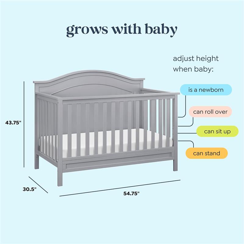 Million Dollar Baby Charlie 4-In-1 Convertible Crib, Gray Image 5