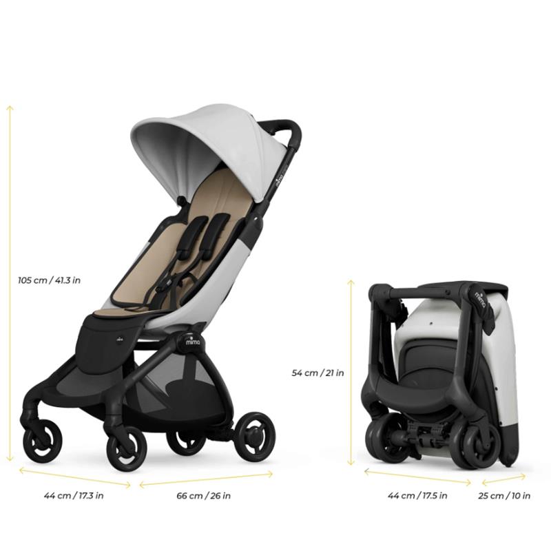 Mima - Miro Compact Stroller, Black Chassis/White Seat Image 7