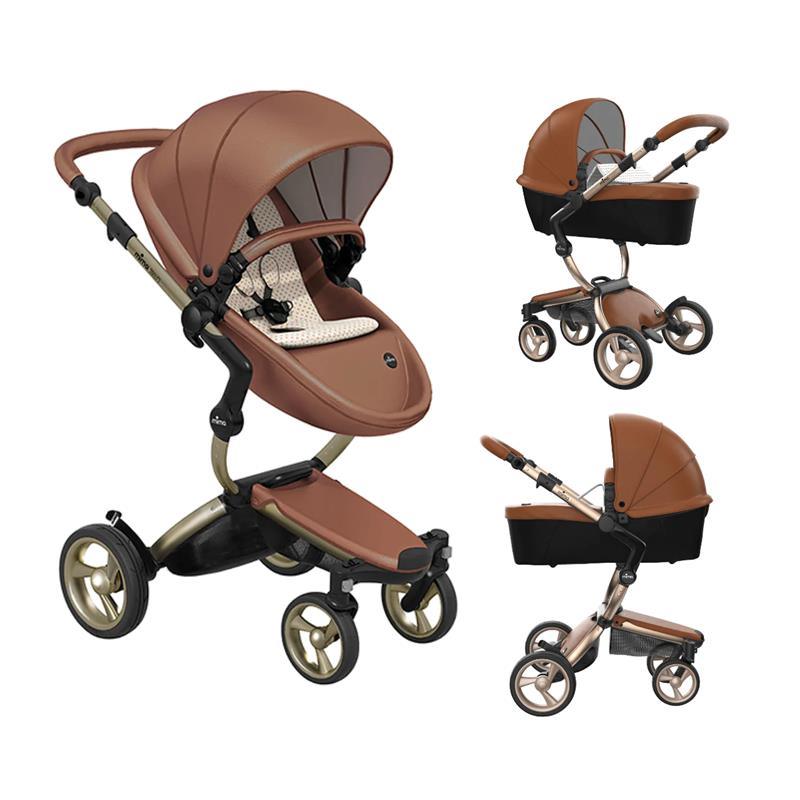 Mima - Xari 4G Complete Stroller, Champagne Chassis | Camel Seat | Sandy Beige Starter Pack Image 2