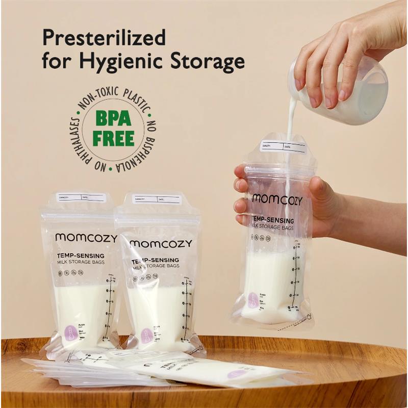 Momcozy 120Ct Temp-Sensing Breastmilk Storage Bag, 6 Oz Image 3