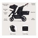 Momcozy ChangeGo Baby Stroller, Convertible Single-to-Double-to-Wagon Stroller with 23 Configurations Image 9