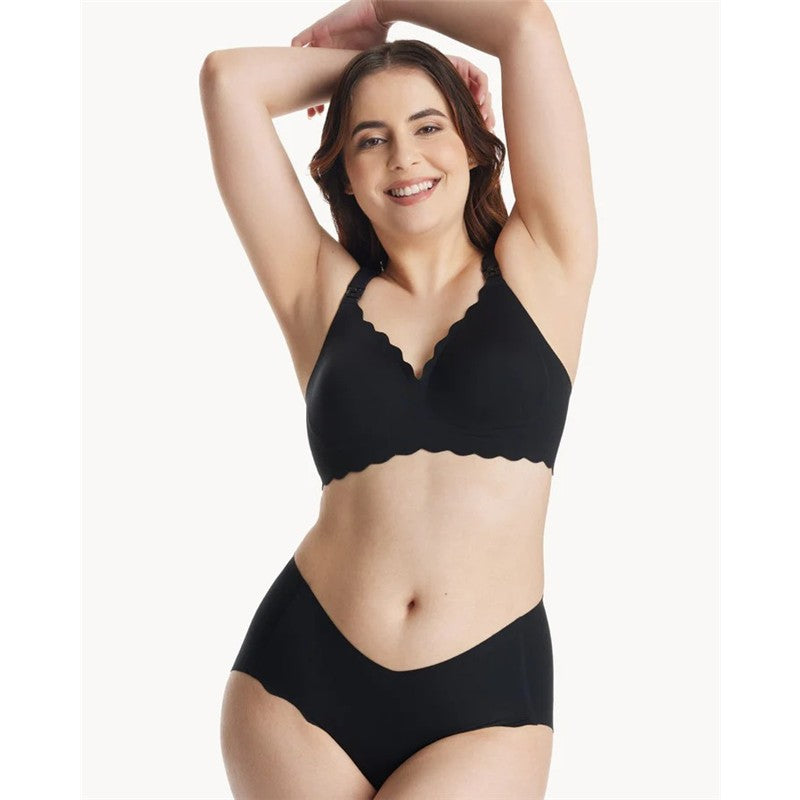 Momcozy - Seamless Floral Push Up Nursing Bra-Black Image 3