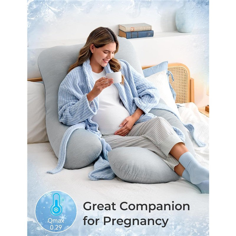 Momcozy U-Shaped Cooling Fabric Pregnancy Pillow Image 2