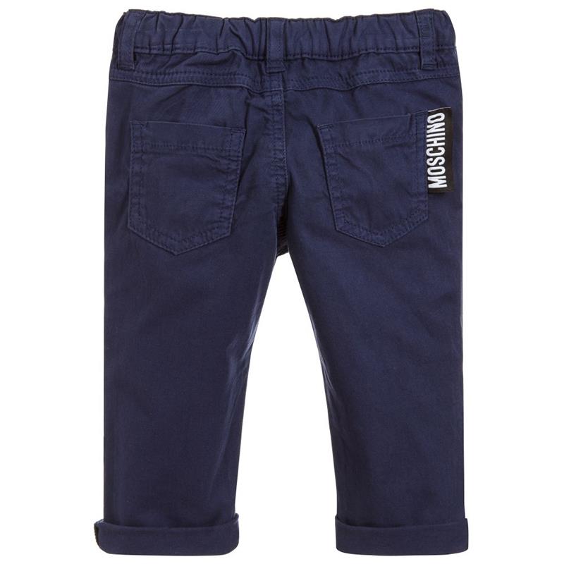 Moschino Baby Blue Cotton Baby Trousers, Blue Image 2