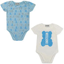 Moschino - Baby Boy Jersey Bodysuit Gift Set With Allover Print Detail, Blue Image 1