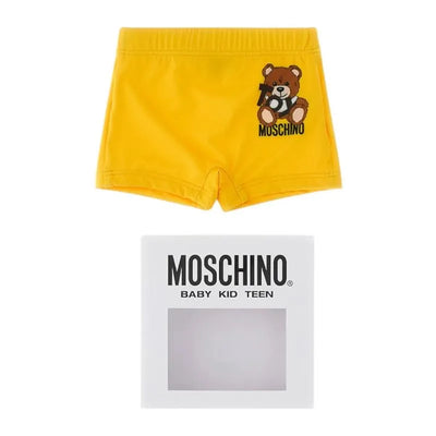 Moschino Baby - Boy Swim Shorts With Toy Bear Print In Gift Box Yellow Image 1