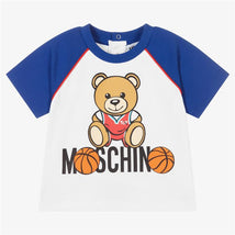 Moschino - Baby Boy Tee With Basketball Bear Logo, White Image 1