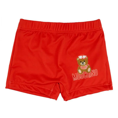 Moschino Baby - Boys Swim Shorts With Gift Box Bear Sailor Logo Print, Poppy Red Image 1