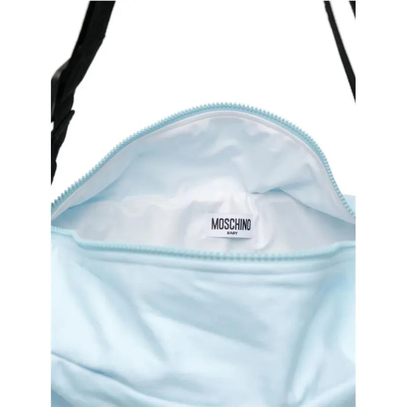 Moschino Baby - Diaper Bag With Changing Bear Logo Print, Light Blue Image 3