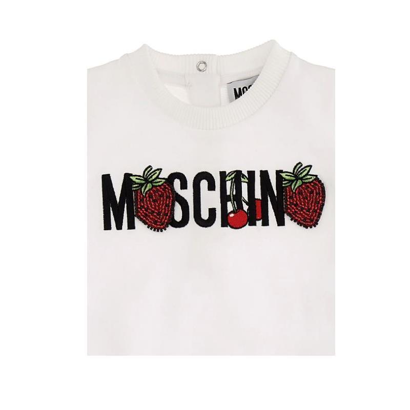 Moschino - Baby Girl Dress With Ruffles And Berry Logo, White Image 2
