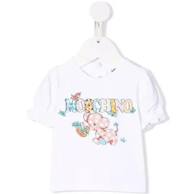 Moschino Baby - Girl Puffy T-Shirt With Elephant, Yellow Image 1
