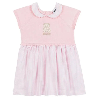 Moschino Baby - Girl Short Sleeve Knit Top Striped Dress, Light Pink Image 1