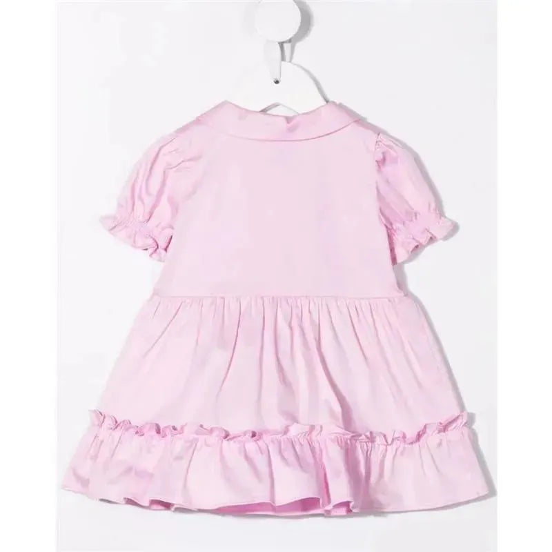 Moschino Baby - Girl Short Sleeve Ruffled Dress With Collar And Hearts, Light Pink Image 2