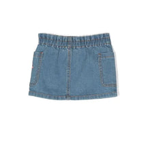 Moschino Baby - Girls Denim Stretch Skirt Bear Flower Sequin, Baby Blue Image 2