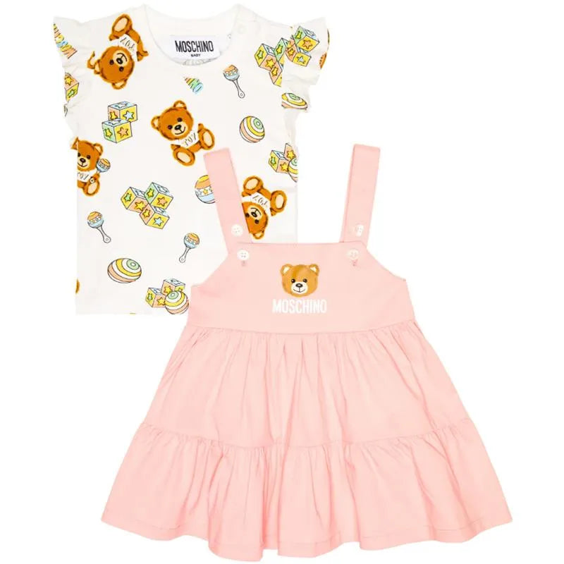 Moschino Baby - Girls Ruffle T-Shirt And Dress Set Bear Born, Sugarrose Image 1