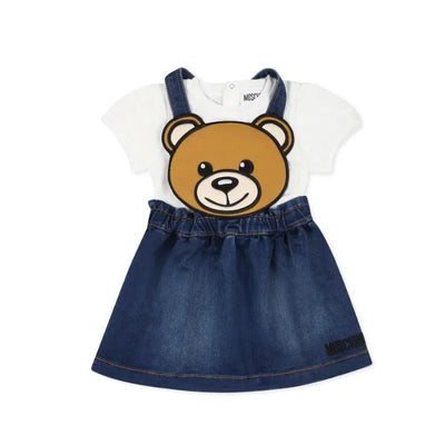 Moschino Baby - Short Sleeve Tee And Bear Overall Skirt Denim Image 1
