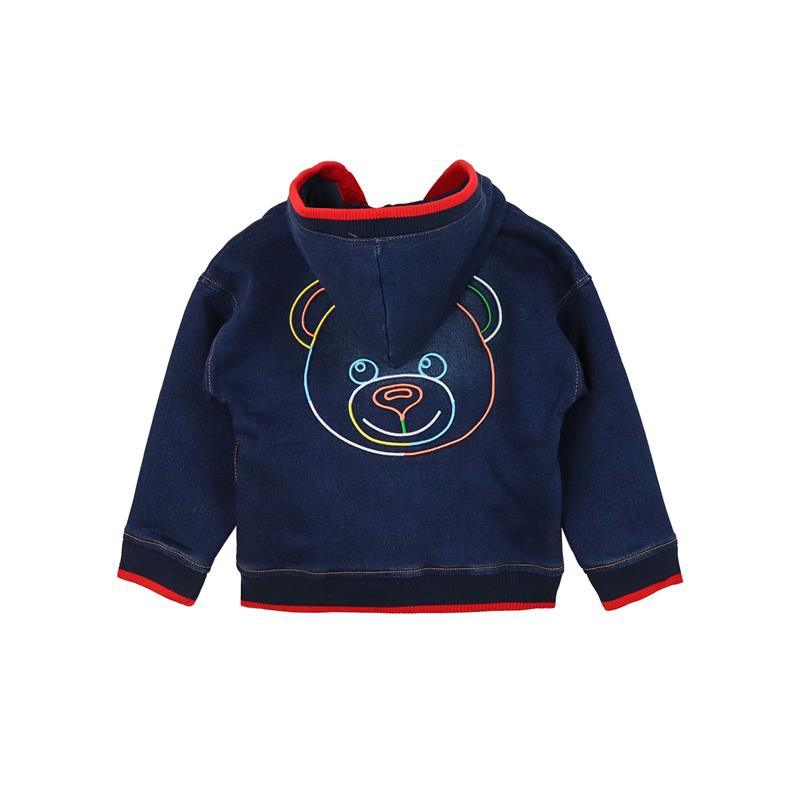Moschino - Baby Zip Up Sweatshirt With Embroidered Bear/Logo, Blue Nuit Image 3
