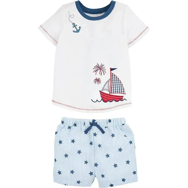 Mud Pie - Baby Boy Sailboat Short Set  Image 1