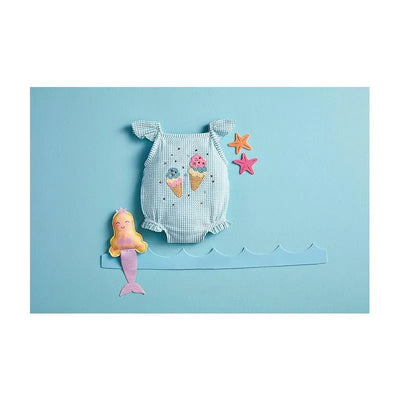 Mud Pie - Baby Girl Blue Seersucker Ice Cream Swimsuit Image 2