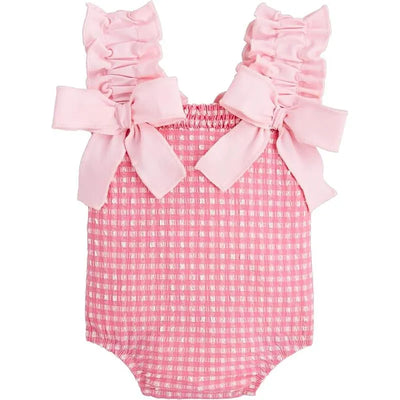 Mud Pie - Baby Girl Children's Pink Crinkle Check Image 1